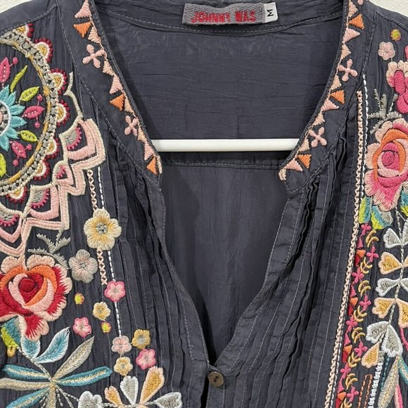 Johnny Was Black Tunic with Multicolor Embroidery - Picture 4 of 8